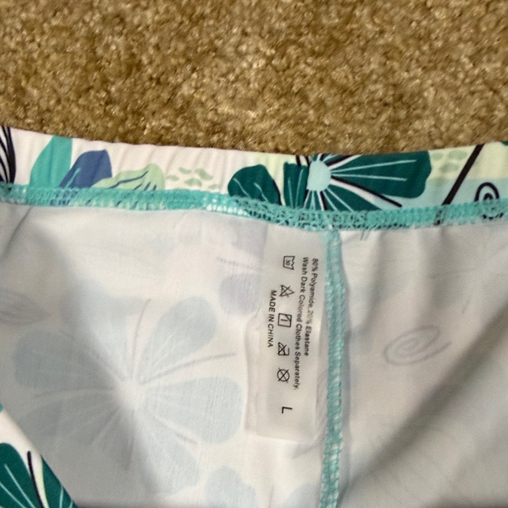 Floral Women's Swim Athletic Shorts in Blue and Black - Picture 2 of 2